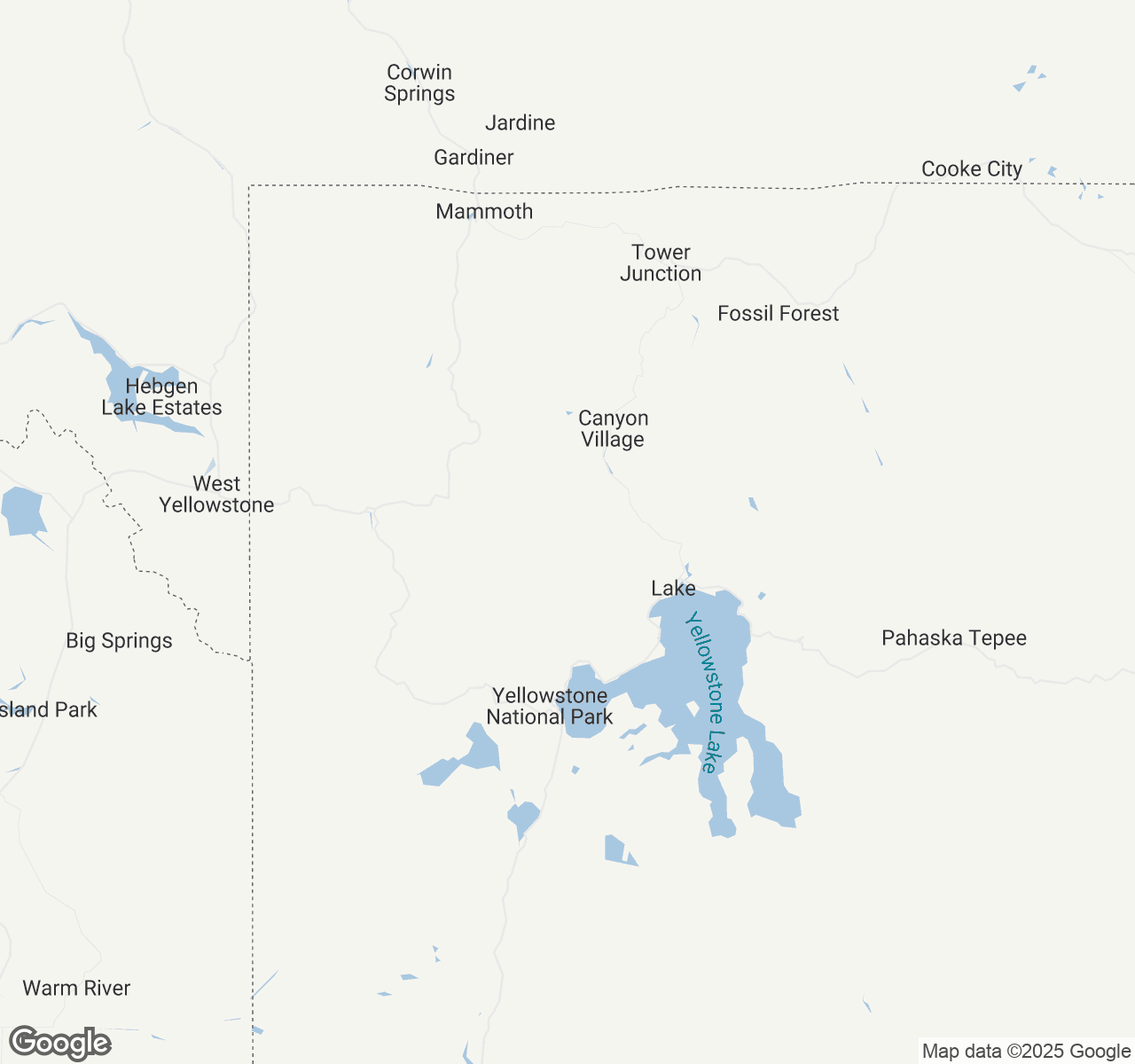 Map of Yellowstone National Park